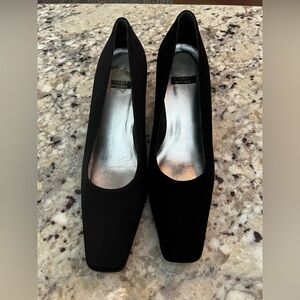 Stuart Weitzman Black Fabric Square Toe Pumps Size 7